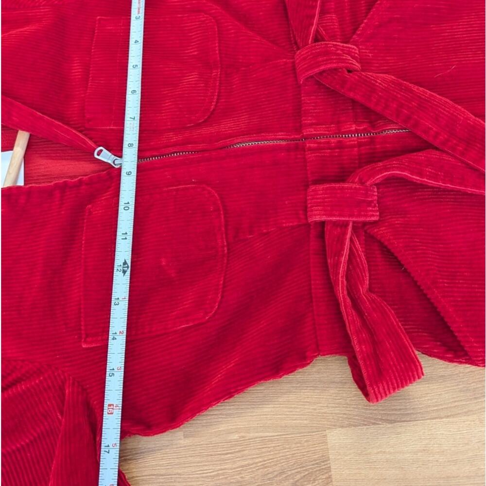 & Other Stories Corduroy Belted Jumpsuit Womens 2 Red Short Sleeve Zipper - Picture 5 of 12